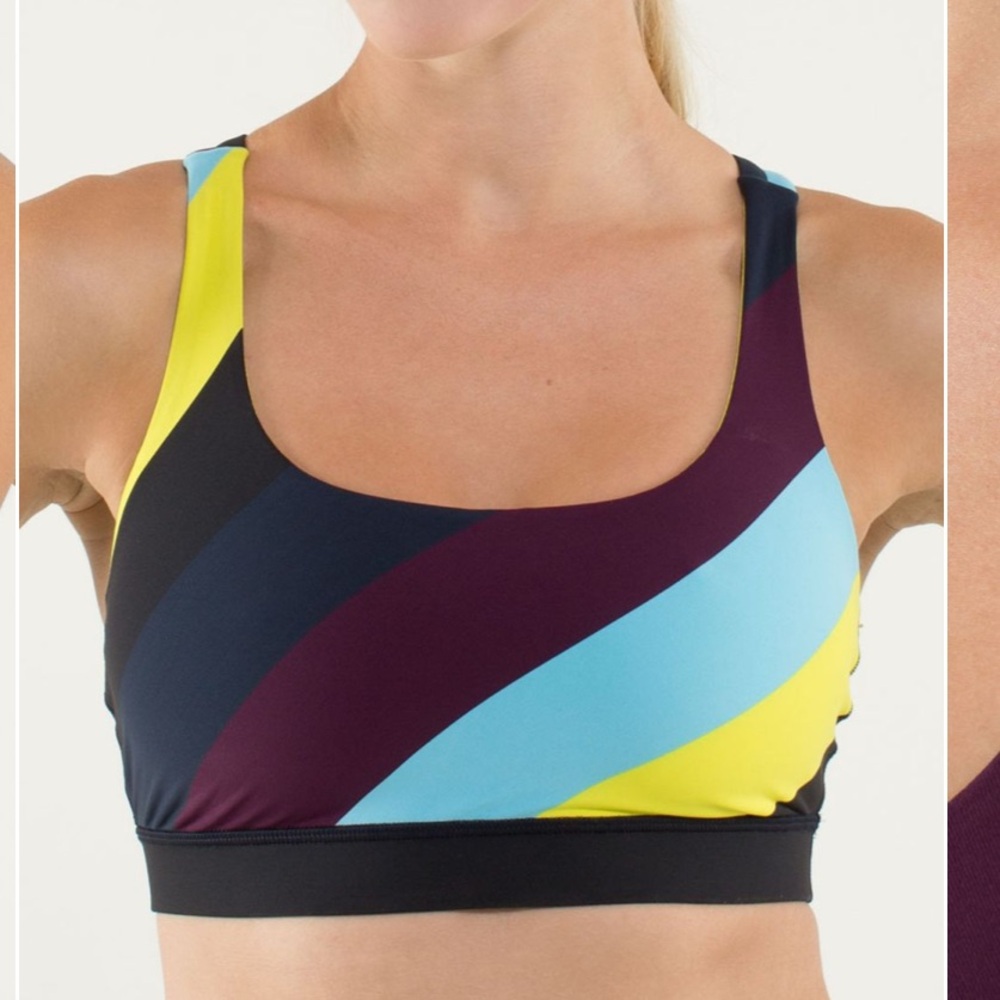 Lululemon Striped Sports Bra - Black, Yellow, Blue, Purple